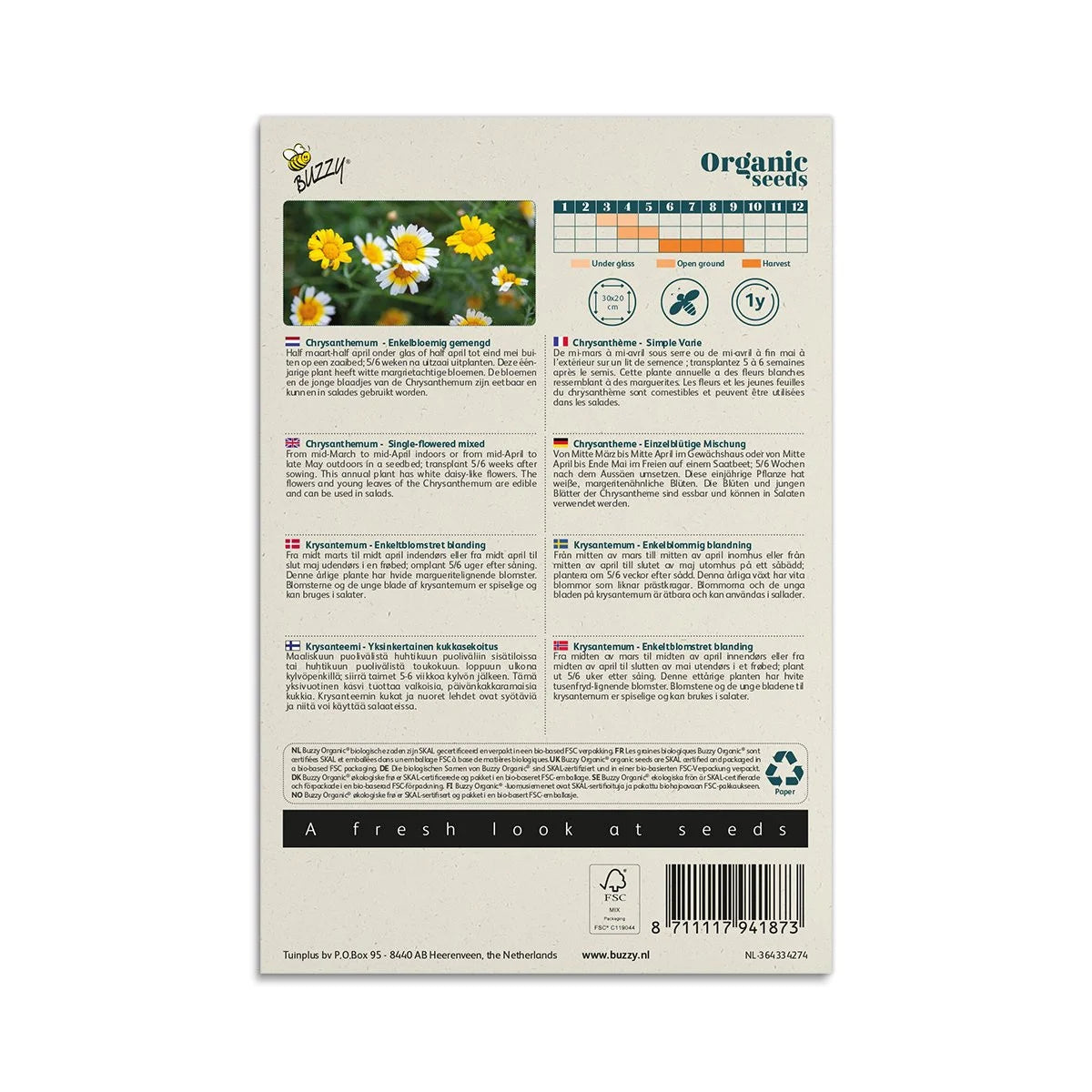 Buzzy® Økologisk Kronokseøje frø 'Single Mixed'