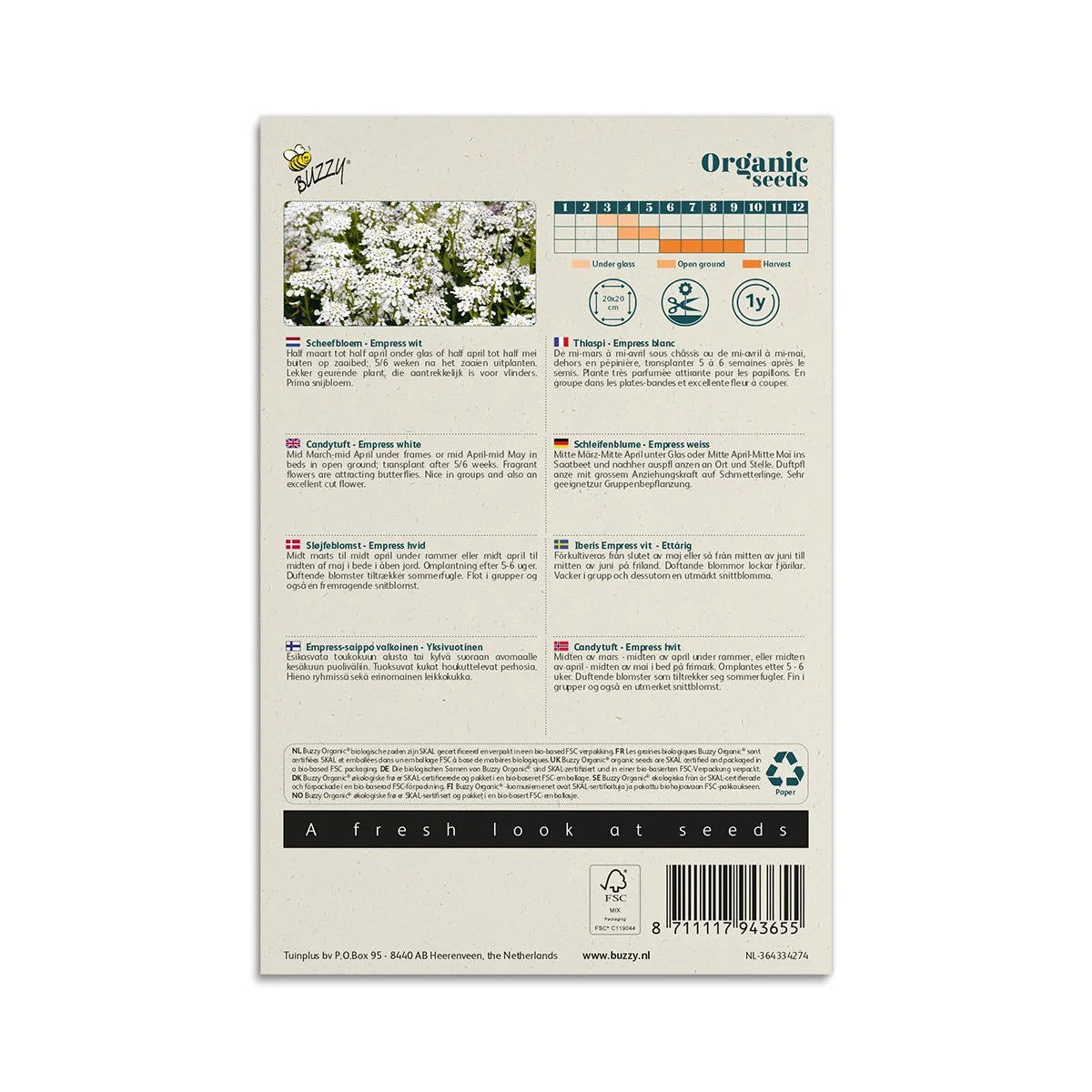 Buzzy® Økologisk Sløjfeblomst frø 'Empress White'