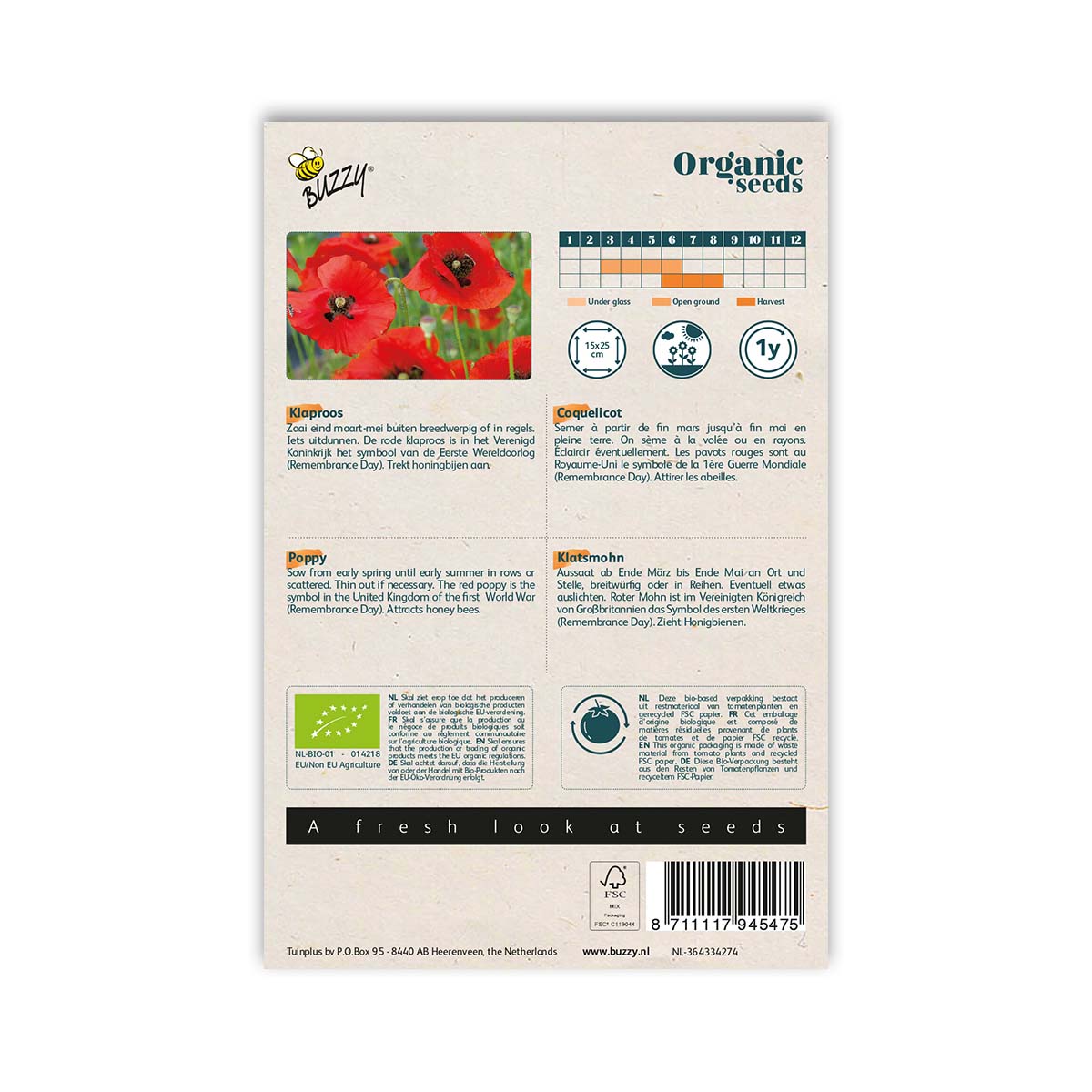 Buzzy® Økologisk Kornvalmue frø