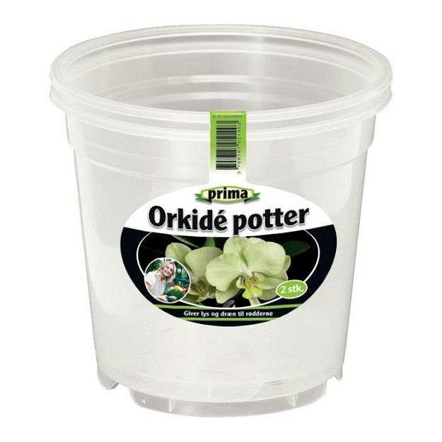 Orkidépotter, klar plast, 15 cm. 2 stk