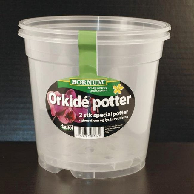 Orkidépotter, klar plast, 12 cm, 2 stk