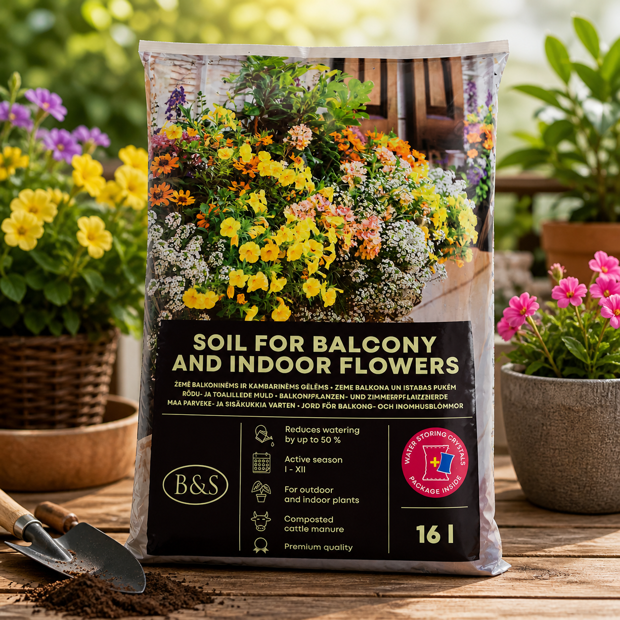 16 L Blomsterjord til altan og stueplanter
